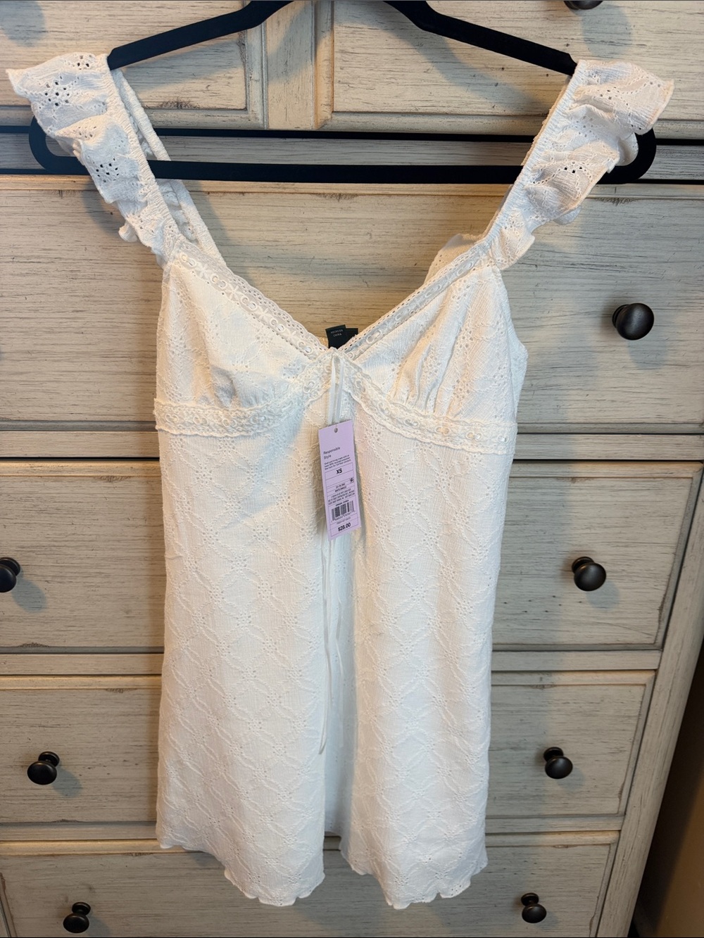 wild fable White Eyelet Ruffle-Strap Chemise